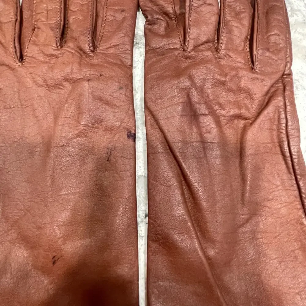 Vintage Grandoe Leather Gloves Brown Size M